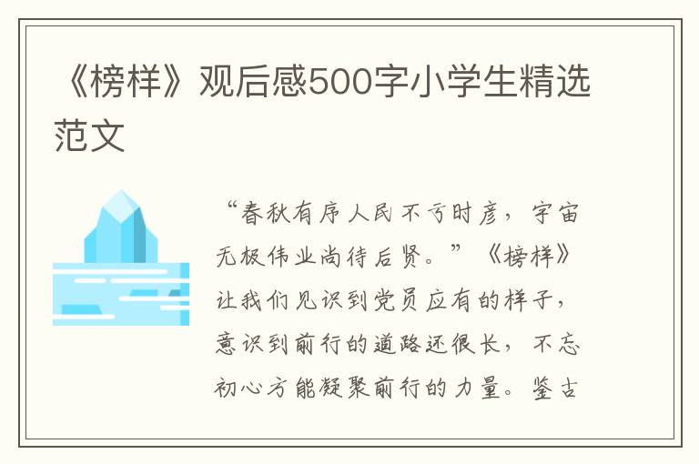 《榜樣》觀后感500字小學(xué)生精選范文