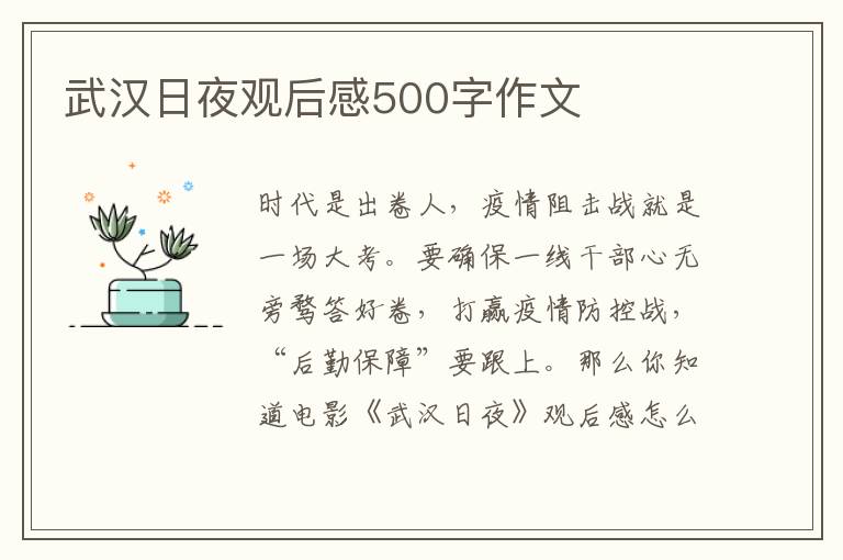 武漢日夜觀后感500字作文