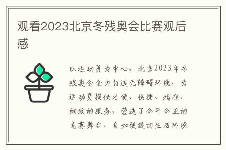 觀看2023北京冬殘奧會比賽觀后感