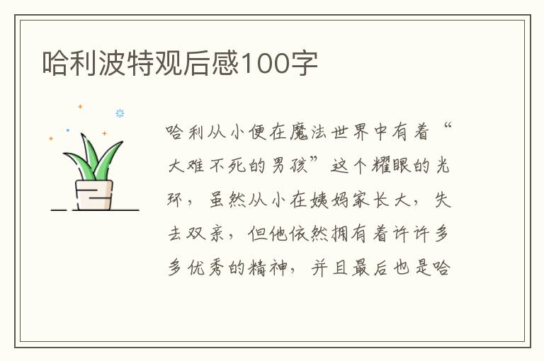 哈利波特觀后感100字