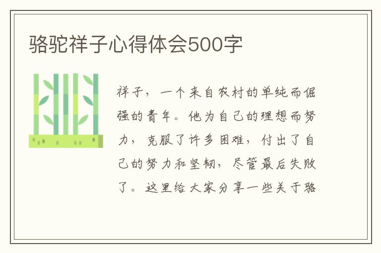 駱駝祥子心得體會500字