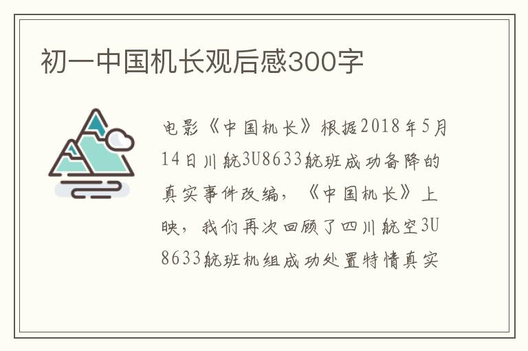 初一中國機長觀后感300字