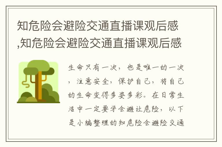 知危險會避險交通直播課觀后感,知危險會避險交通直播課觀后感范文