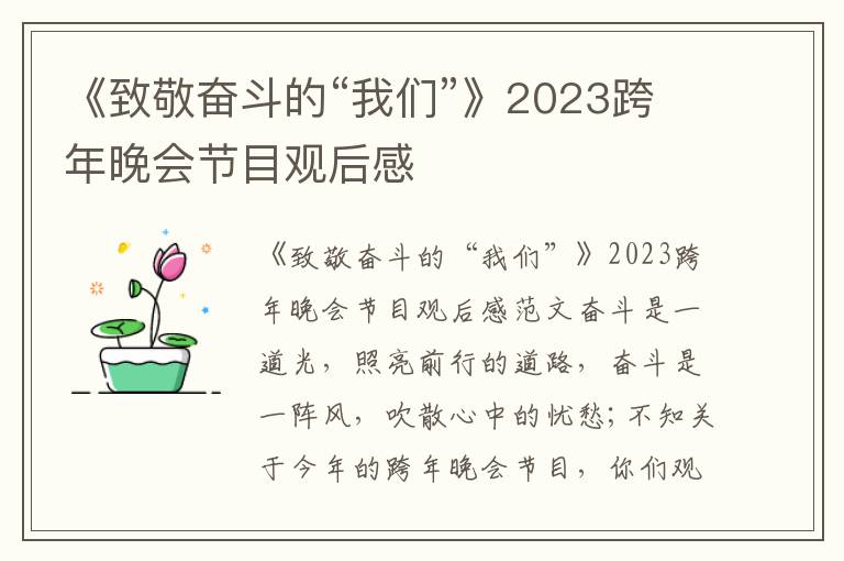 《致敬奮斗的“我們”》2023跨年晚會節目觀后感