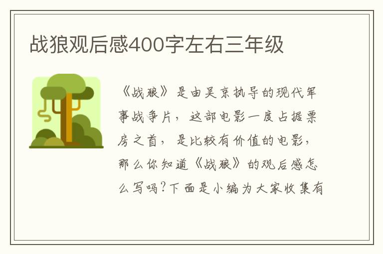 戰狼觀后感400字左右三年級