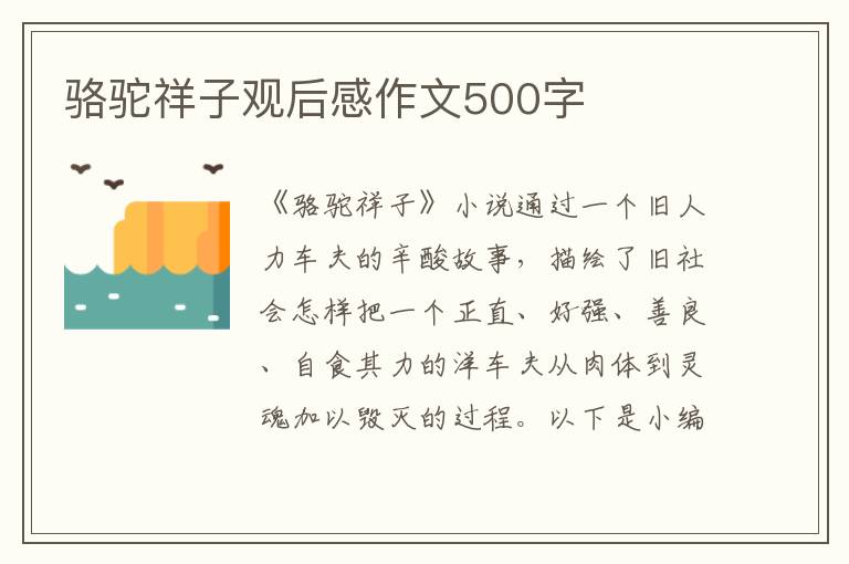 駱駝祥子觀后感作文500字