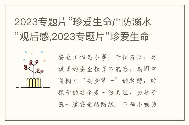 2023專題片“珍愛生命嚴防溺水”觀后感,2023專題片“珍愛生命嚴防溺水”觀后感12篇