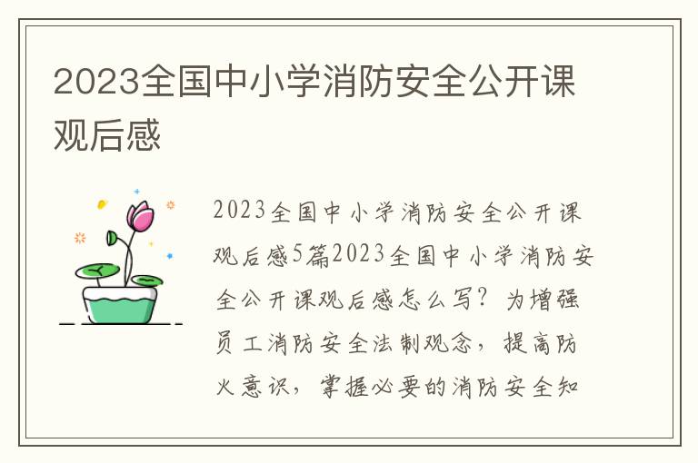 2023全國中小學消防安全公開課觀后感