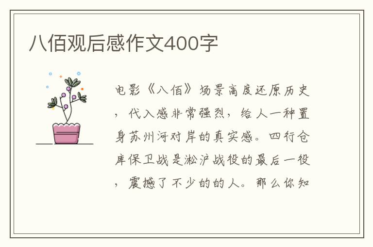 八佰觀后感作文400字