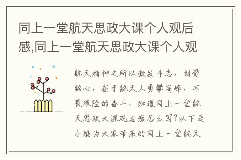 同上一堂航天思政大課個人觀后感,同上一堂航天思政大課個人觀后感（精選）