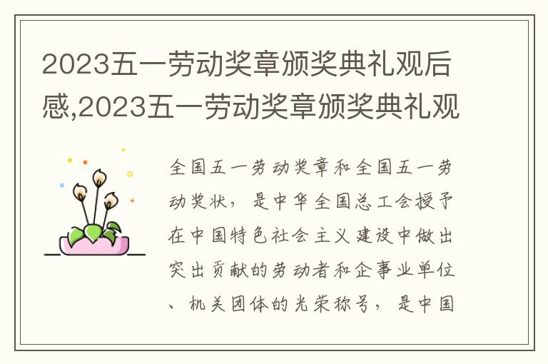 2023五一勞動(dòng)獎(jiǎng)?wù)骂C獎(jiǎng)典禮觀后感,2023五一勞動(dòng)獎(jiǎng)?wù)骂C獎(jiǎng)典禮觀后感十篇