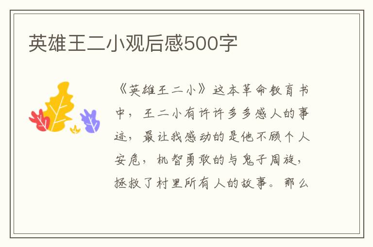 英雄王二小觀后感500字