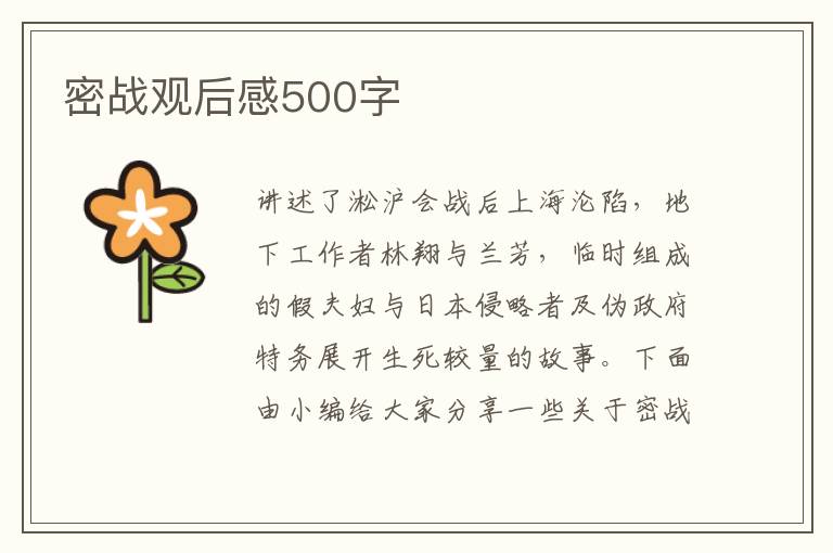 密戰觀后感500字