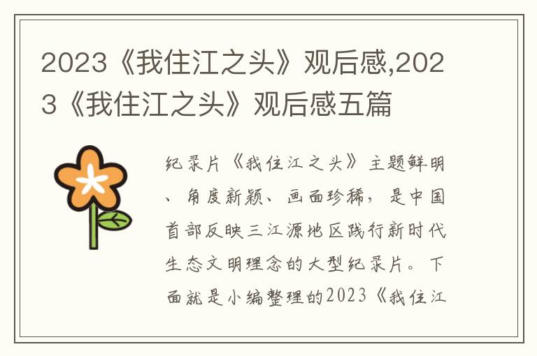 2023《我住江之頭》觀后感,2023《我住江之頭》觀后感五篇