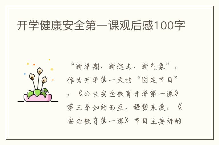 開學(xué)健康安全第一課觀后感100字