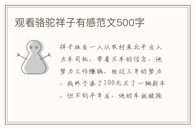 觀看駱駝祥子有感范文500字