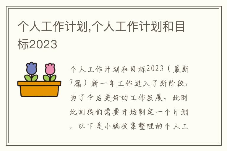 個人工作計劃,個人工作計劃和目標2023