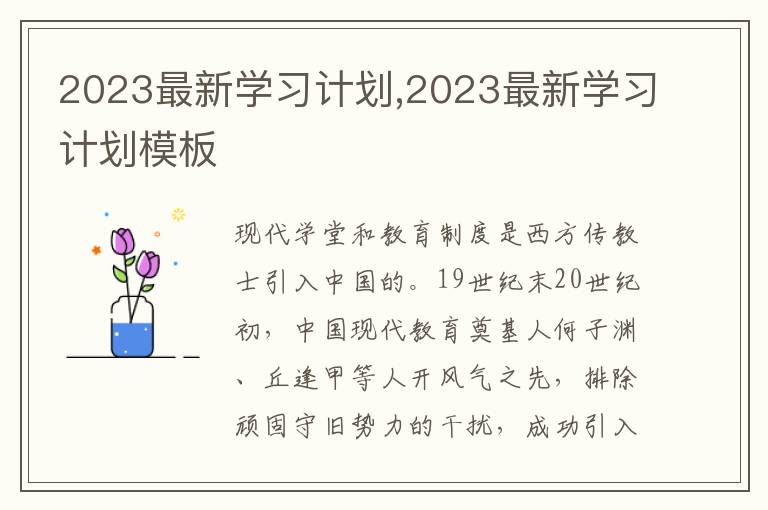 2023最新學(xué)習(xí)計(jì)劃,2023最新學(xué)習(xí)計(jì)劃模板