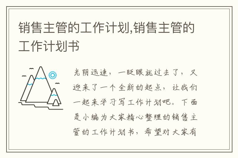 銷售主管的工作計劃,銷售主管的工作計劃書