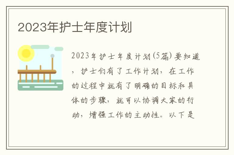 2023年護士年度計劃