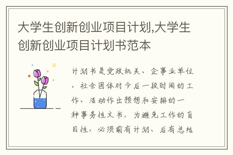 大學(xué)生創(chuàng)新創(chuàng)業(yè)項目計劃,大學(xué)生創(chuàng)新創(chuàng)業(yè)項目計劃書范本