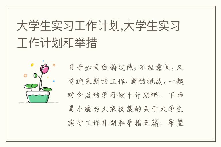 大學生實習工作計劃,大學生實習工作計劃和舉措