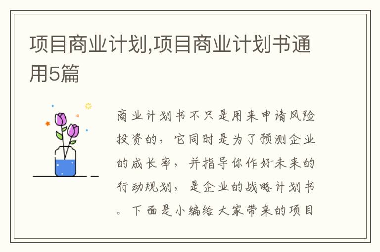 項(xiàng)目商業(yè)計(jì)劃,項(xiàng)目商業(yè)計(jì)劃書通用5篇