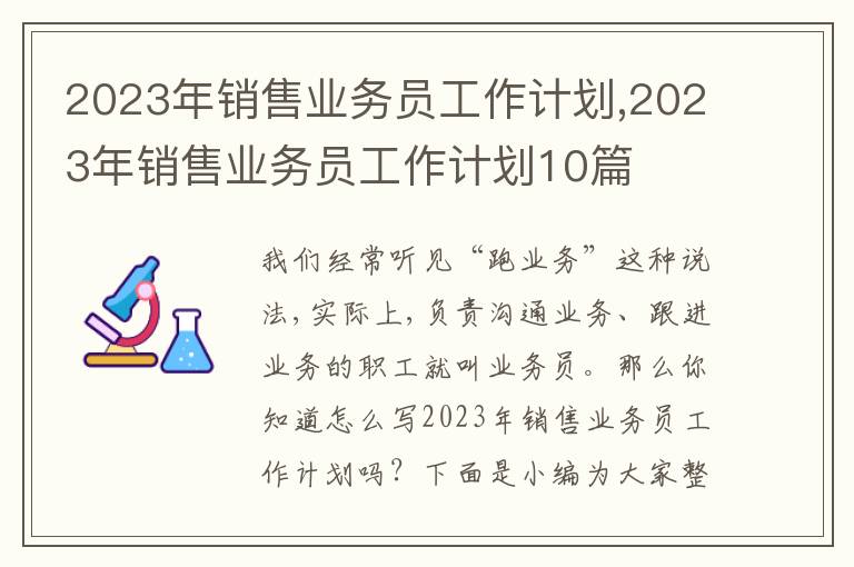 2023年銷售業(yè)務(wù)員工作計劃,2023年銷售業(yè)務(wù)員工作計劃10篇