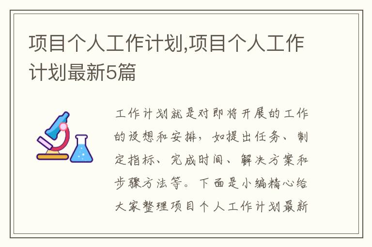 項目個人工作計劃,項目個人工作計劃最新5篇