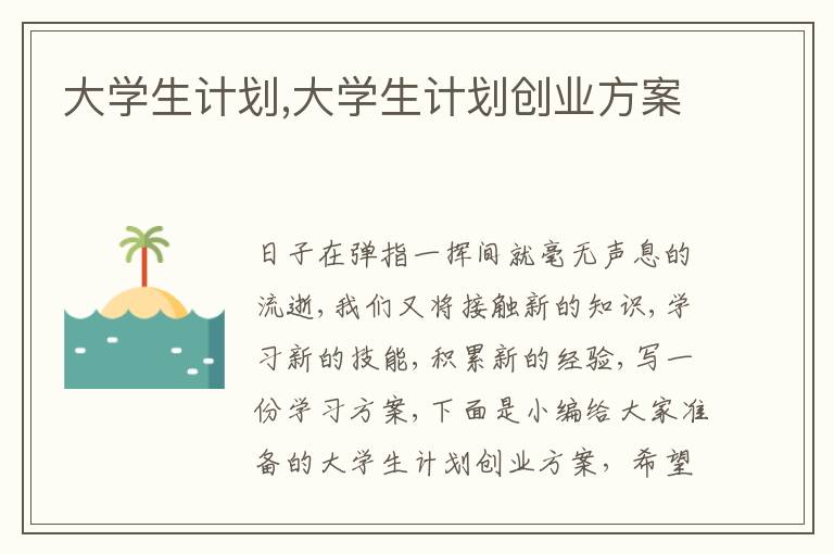 大學生計劃,大學生計劃創業方案