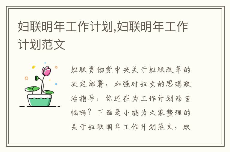 婦聯(lián)明年工作計劃,婦聯(lián)明年工作計劃范文