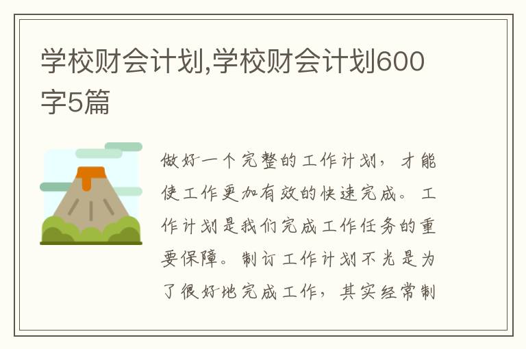 學校財會計劃,學校財會計劃600字5篇