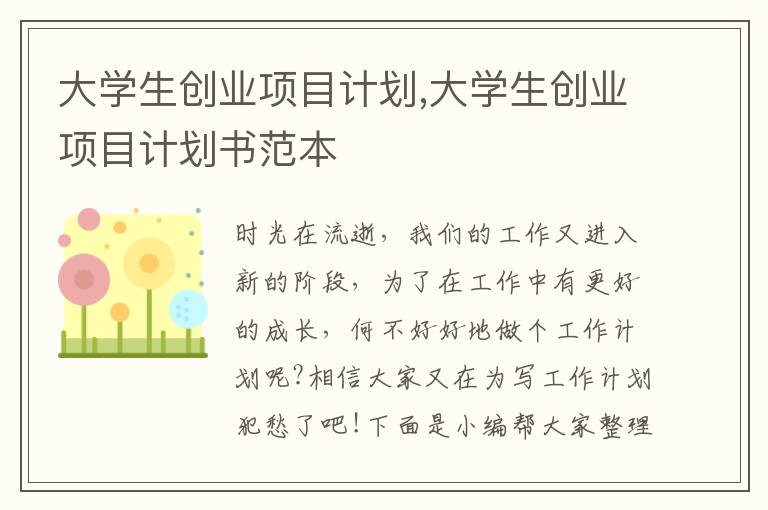 大學生創業項目計劃,大學生創業項目計劃書范本