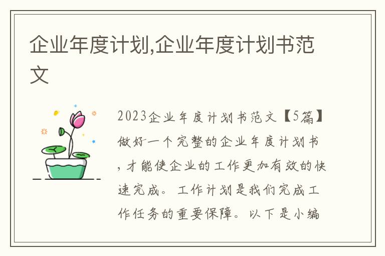 企業年度計劃,企業年度計劃書范文