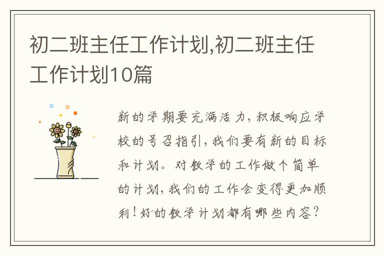 初二班主任工作計(jì)劃,初二班主任工作計(jì)劃10篇